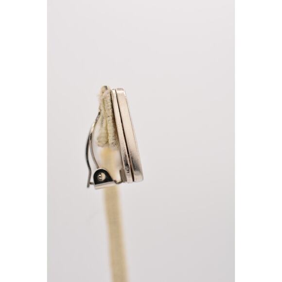 Givenchy Vintage Logo Clip On Earrings Gripoix Poured Glass Pewter Signed BinH - Picture 8 of 12